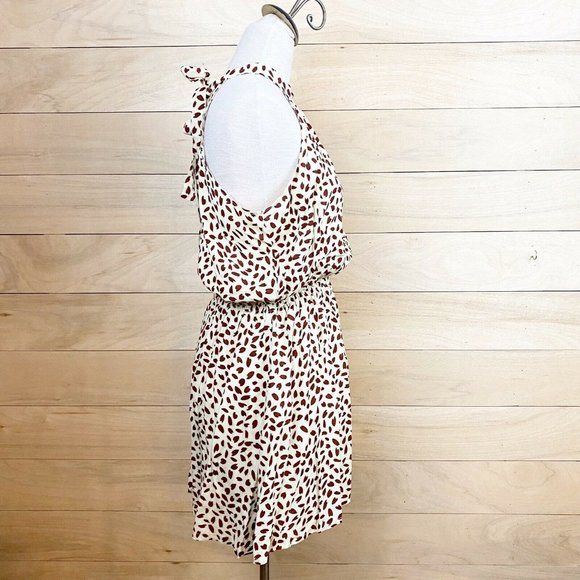 Coeur De Vague Women Ivory Casual Tie Neck Halter High Neck Printed Dress L - Picture 4 of 10